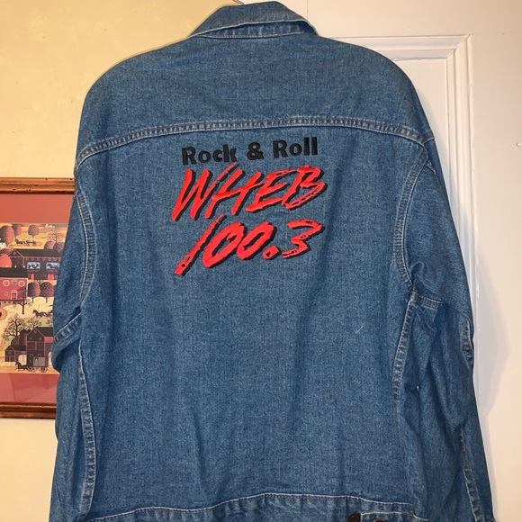 ❤️SOLD❤️Unisex Embroidered Denim Jacket ROCK & ROLL 1980s - Picture 2 of 12